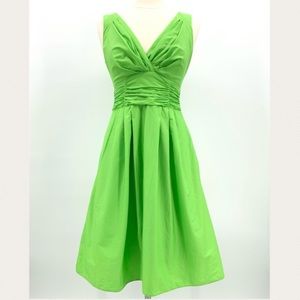Nanette Lepore Lime Green Ruched Flare Dress